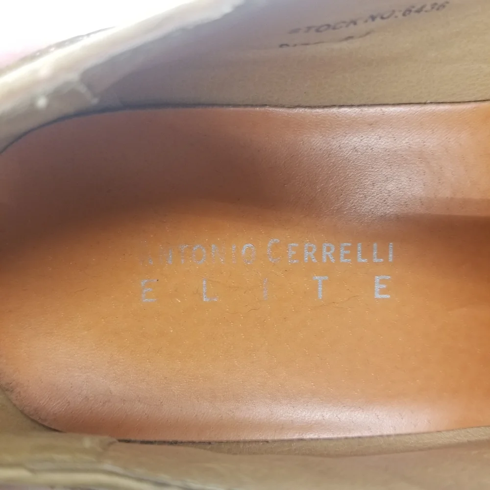 Antonio Cerrelli Elite 6436 Mens Size 8.5 Tan Faux Leather Croc Print Oxford